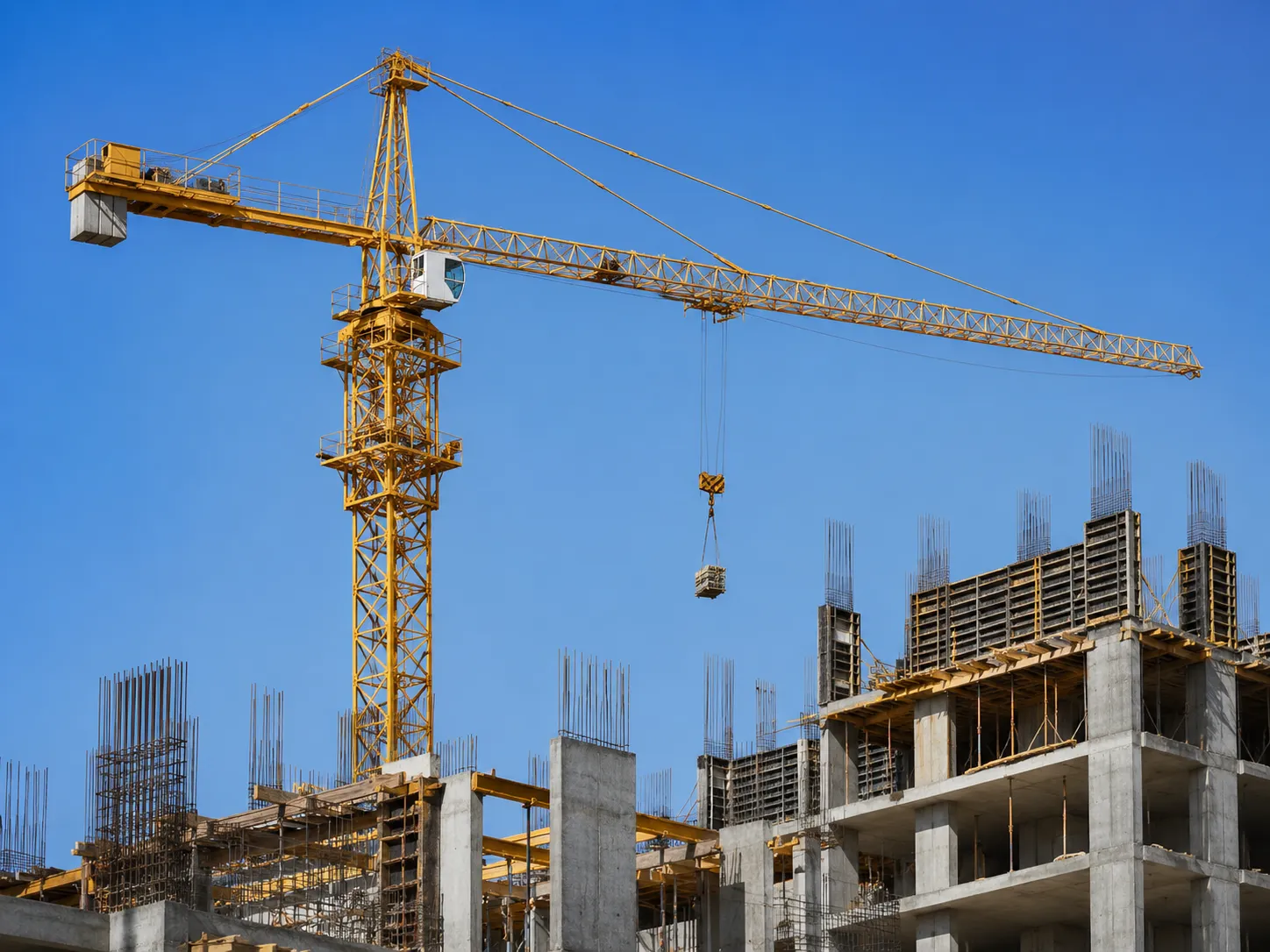 Construction site with tower crane