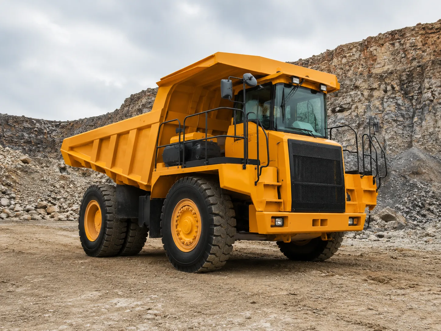 Dump truck at a quarry site