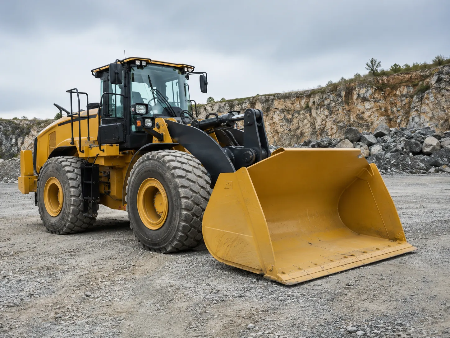 Wheel loader at a quarry site